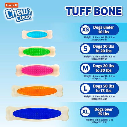 Hartz Chew 'n Clean Tuff Bone Bacon Scented Dental Dog Chew Toy - Medium (Pack of 2)