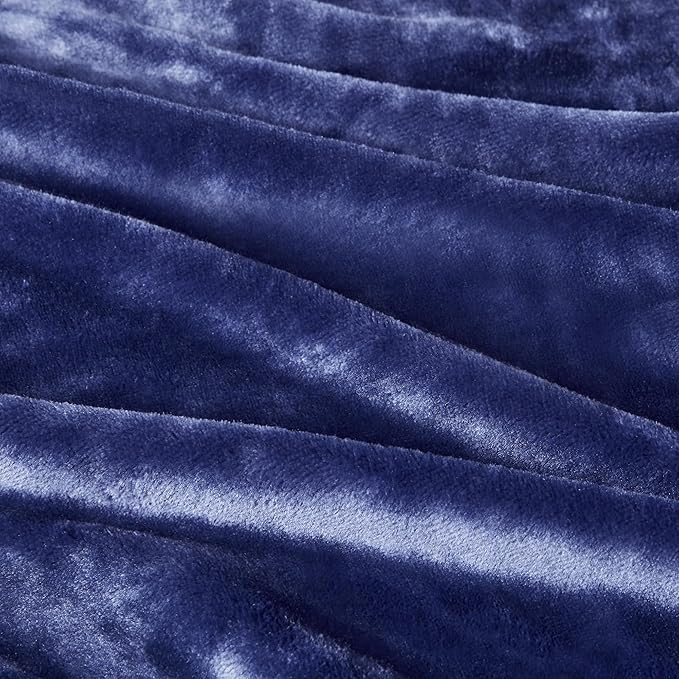 Amazon Basics Throw Blanket, Ultra-Soft Flannel Fleece Blanket, Lightweight Cozy for Couch Sofa Bedroom, Fade-Resistant Fabric, 50 x 60 Inches, Navy