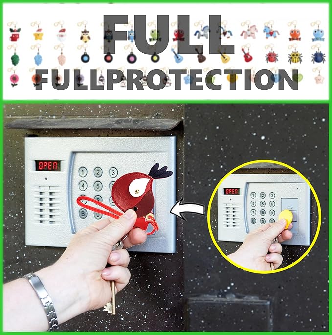 Leather Keychain Holder Case Compatible with AirTag,Cute Protective Cover with Keyring and Lanyard,Anti-Scratch Finder GPS Tracker Case for Wallet Keys,Bag,Pets,Backpack(Red Bird)