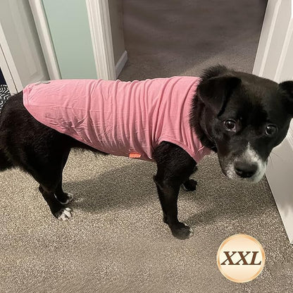 KYEESE 2Pack Dog Shirt, Soft Striped Dogs T Shirts, Lightweight Pet Tank Top, Sleeveless Dog Shirt for Medium Dogs, Stretchy Comfortable Pet Vest, Pink, 2XL