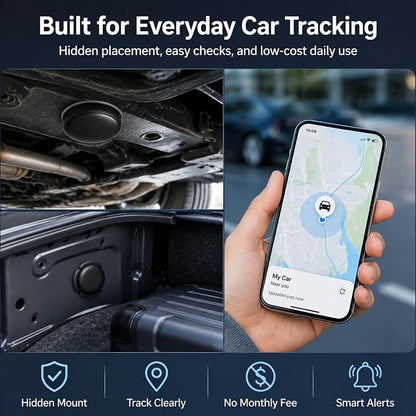 GPS Tracker for Vehicles – No SIM Required, Hidden Magnetic Car Tracker, Real-Time GPS Tracking for Kids, Car, Pets, No Monthly Fee, Works with Apple Find My, 2026 Upgraded (HITAG-2)