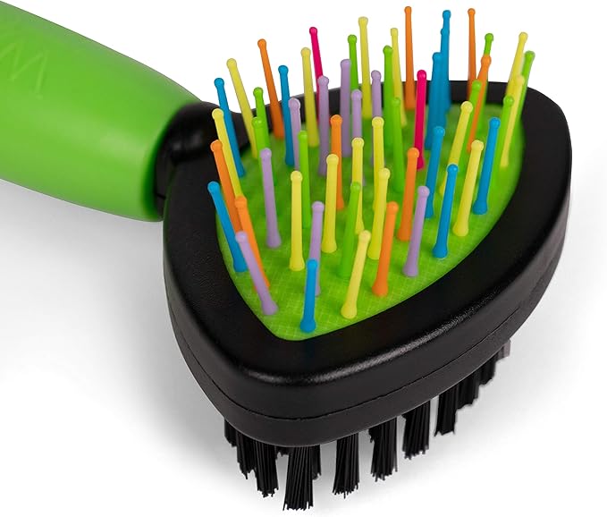 Wags & Wiggles Two-Sided Brush for Small and Long-Haired Dogs | 2-in-1 Bristle and Straight Pin Grooming Supplies for All Dogs
