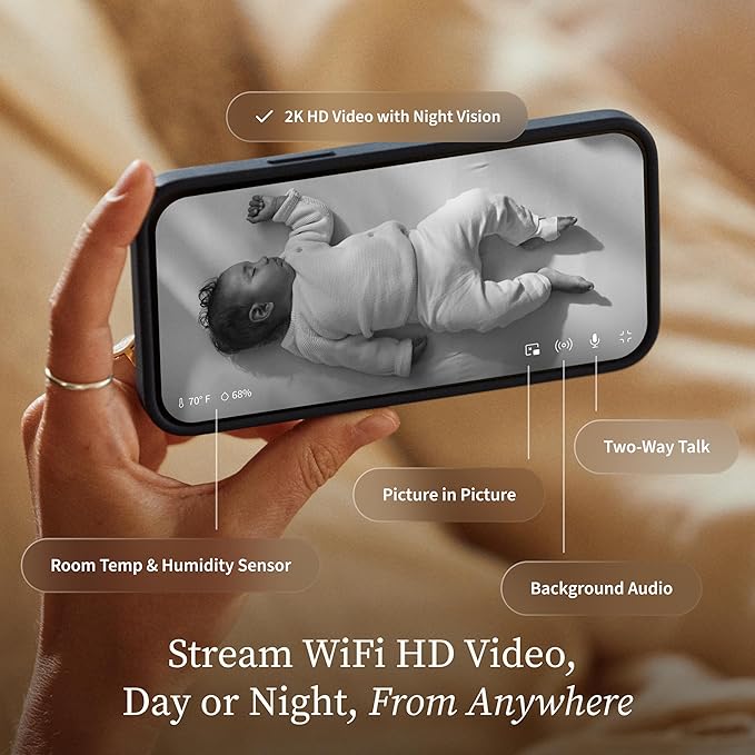Owlet Dream Sight (Gen 3) Smart Video Baby Monitor | 2K HD Camera w/Night Vision | Detects Crying, Motion & Temperature | Customizable Alerts | Two-Way Talk | Secure Wi-fi