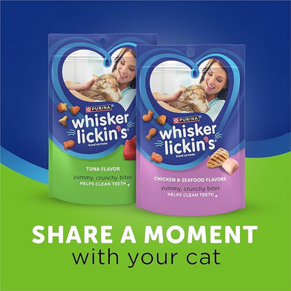Whisker Lickin's Purina Cat Treats,Crunchy and Yummy Tuna Flavor - 10 oz. Pouches,(Pack of 8)