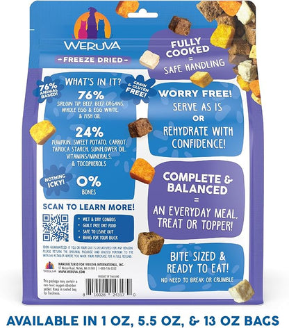 Weruva Dog Freeze Dried, Steak Frites Dinner with Sirloin Tip, Egg, Pumpkin & Sweet Potato, 13oz Bag