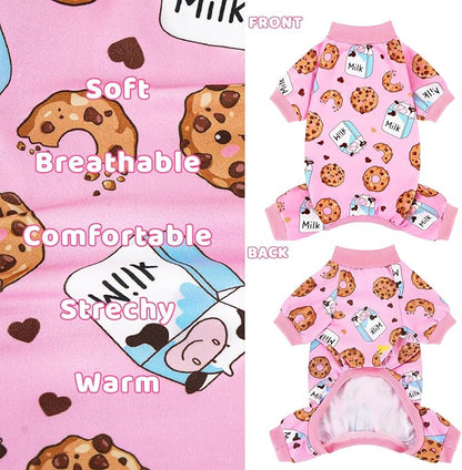 XPUDAC 4 Pieces Dog Pajamas Soft Strechy Puppy Onesies Pet Clothes for Medium Large Dogs Boy Girl Cat Pet Outfit, 153-5XL