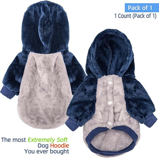 FabriCastle Dog Hooded Sweater, Dog Clothes for XXS XS Small Dogs Boy & Cats, Soft and Warm Pet Coat, Winter Pet Jacket, Doggy Apparel Costumes, Puppy Outfits Snap On Hoodies (Grey Body, Small)