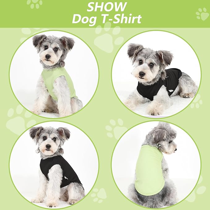 2 Pack Dog Clothes for Small Dogs Summer Dog Shirt Vest Girl Boy Lightweight Puppy T-Shirts Blank Soft and Cool Pet Clothing Sleeveless Medium Large Dog Outfit (Black+Avocado Green, Large)