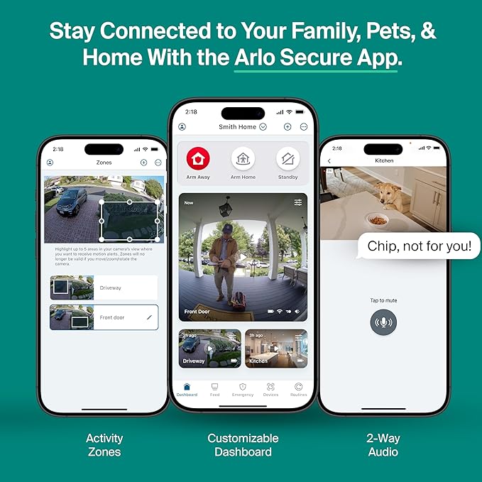 Arlo Essential Security Camera 2K (2025 Release) + 6 Months of Secure Plus Plan - Continuous Wired Plug-in Power Outdoor Camera, Person Recognition, Package Detection, Animated Preview, 2 Cam, White