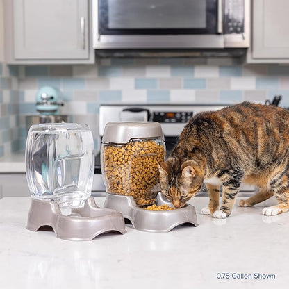 Petmate Pet Cafe Cat and Dog Water Dispenser - Water Bowl for Cats and Dogs, USA Made, .75 GAL, Pearl Tan