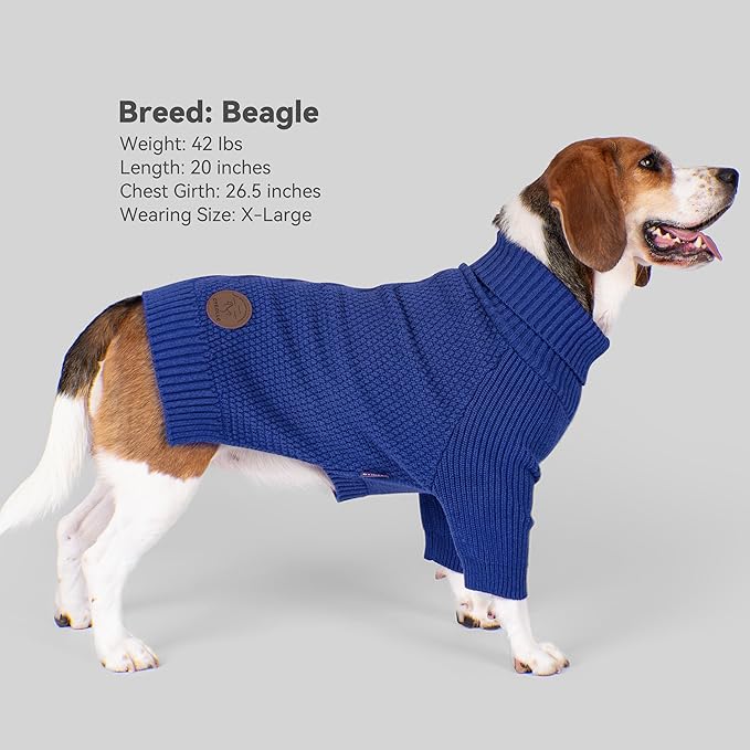 cyeollo Dog Sweater Pullover Turtleneck for Large Dogs, Classic Knitwear Fall Winter Cold Weather Pet Clothes Warm Pet Apparel Large Big Dog Sweaters, Royal Blue 3XL