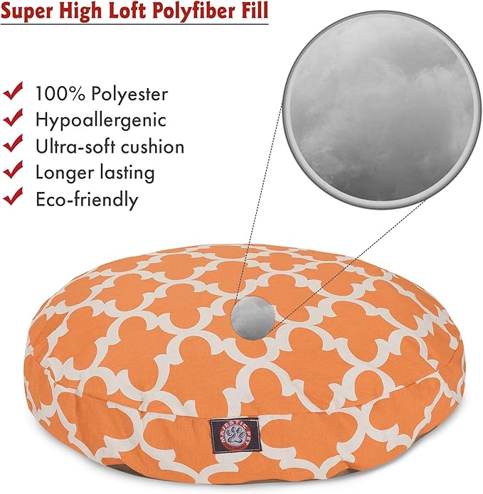Peach Trellis Large Round Indoor Outdoor Pet Dog Bed With Removable Washable Cover By Majestic Pet Products