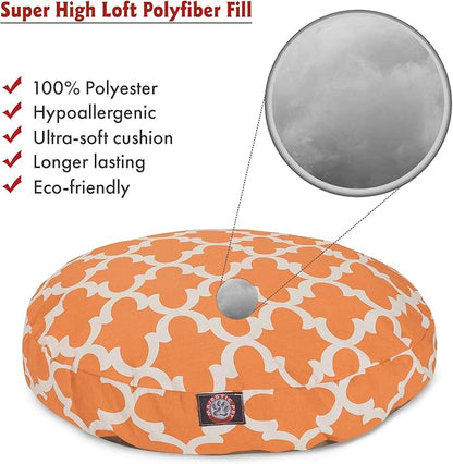 Peach Trellis Small Round Indoor Outdoor Pet Dog Bed With Removable Washable Cover By Majestic Pet Products