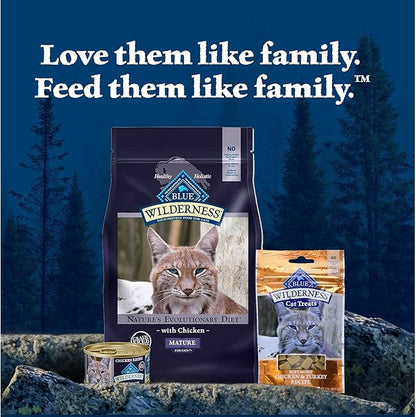 Blue Buffalo Wilderness High-Protein & Grain-Free Wet Cat Food Paté for Adult Cats 7+,Made with Natural Ingredients,Chicken Recipe,3-oz. Cans,(Pack of 48)