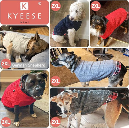 KYEESE Dog Sweater Soft Pullover Dog Sweaters for Large Dogs Comfy Pet Coat for Fall Winter Cold Weather Stretchy Warm Turtleneck Large Dogs Sweater with Gingham Patchwork