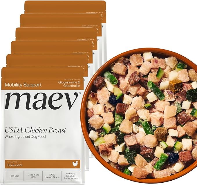 Maev Human-Grade Chicken Dog Food, Hip & Joint Formula, Whole Ingredient, Gluten-Free, High Protein Puppy & Dog Food, 30 lb