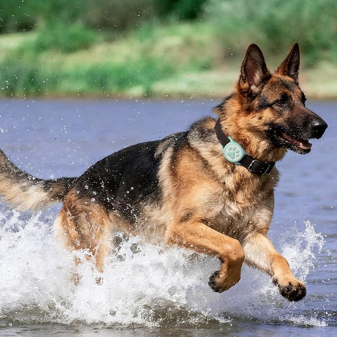IP68 Waterproof Dog AirTag Holder for Dog Collar, Soft, Stretchy Silicone | Full-Body Protection, Easy Tool-Free Installation, Quiet, No-Dangle Fit, Lightweight, Fits Dog & Cat Collars of All Widths