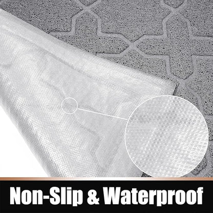 Yimobra Cat Litter Mat, 47"x36" Litter Box Mat with Litter Lock Mesh, Soft Cat Litter Mat Litter Trapping Mat, Easy to Clean, Non-Slip, Water Resistant, Litter Free Floors, Grey