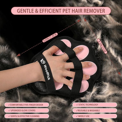 2 Pack Thickened Electrostatic Pet Hair Removal Gloves, Reusable Dogs & Cats Hair Remover, Gentle Lint Remover Glove for Furniture, Couch, Clothes, Car Seat | easy to remove cats or dogs hair from clothes, carpet, couch, car seat; newly Upgrade Thicken...