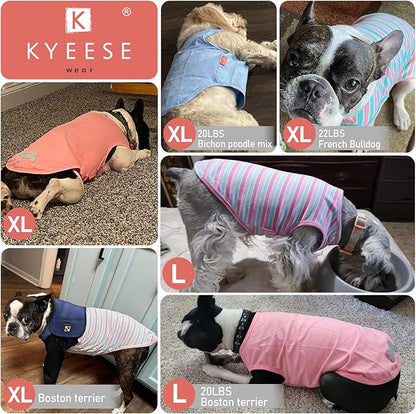 KYEESE 2Pack Dog Shirt, Soft Striped Dogs T Shirts, Lightweight Pet Tank Top, Sleeveless Dog Shirt for Small Dogs, Stretchy Comfortable Pet Vest, Purple+Blue Striped, XL