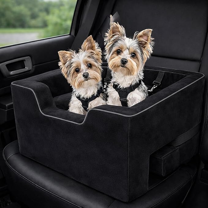 Pet Gear Lookout Booster Car Seat, Removable Comfort Pillow, Safety Tether Included, Installs in Seconds, No Tools Required, Dark Black