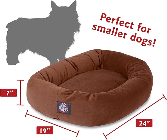Majestic Pet Dog Bed, 24x19x7in, Rust - Soft Round Pet Bed with Spine Support, Calming Donut Bed for Small Dogs, Washable, High-loft Polyester Fill, Waterproof Base, 300/600 Denier
