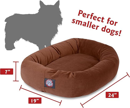 Majestic Pet Dog Bed, 24x19x7in, Rust - Soft Round Pet Bed with Spine Support, Calming Donut Bed for Small Dogs, Washable, High-loft Polyester Fill, Waterproof Base, 300/600 Denier