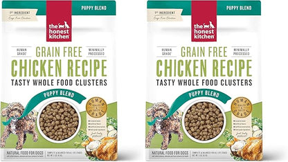 The Honest Kitchen Whole Food Clusters Puppy Grain Free Chicken Dry Dog Food, 1 lb Bag (Pack of 2)