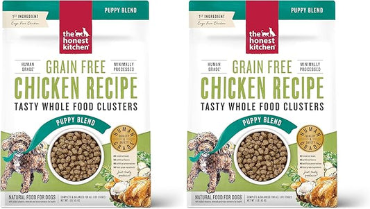 The Honest Kitchen Whole Food Clusters Puppy Grain Free Chicken Dry Dog Food, 1 lb Bag (Pack of 2)