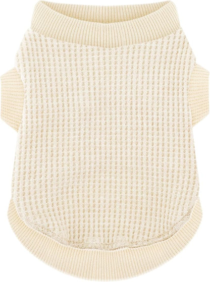 Cozy Lightweight Dog Sweaters Shirt for Small Puppies: Stretchable Beige Tank Top Attire, Perfect for Chihuahuas and Yorkies - Enhancing Comfort and Playfulness on Chilly Days - Medium