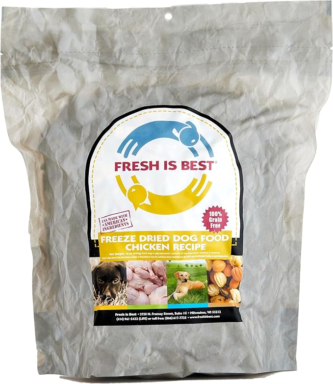 Fresh Is Best Chicken Freeze Dried Dog Food – Raw Dog Food Toppers for Puppies & Adult Canines – High-Protein Freeze Dried Chicken in Resealable Zipper Bag – Made in the USA – 8 oz