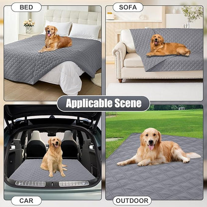 Smiry Waterproof Dog Bed Cover Pet Blanket, Soft Washable Dog Blanket for Furniture Bed Couch Sofa Reversible, Checkered (52"x82", Grey/Grey)