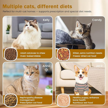 RFID Cat Feeder for Multiple Cats, Stops Food Stealing, Wet & Dry Food | RFID collar tag access, helps reduce food stealing, 1.7-cup removable bowl, 2 ice packs, USB or battery power