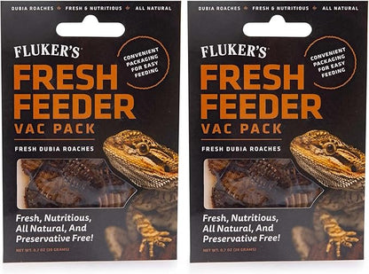 Fluker's Fresh Feeder Vac Pack Dubia Roaches, All Natural and Preservative Free, Great for Insect Eating Reptiles, Birds, or Small Animals, 0.7 oz (Pack of 2)