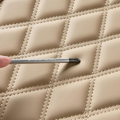 Huidasource Beige Car Rear Seat Covers, Nappa Leather Back Seat Cover, Automotive Rear Bench Seat Cushion Cover Universal Fit for Most Cars Sedan SUV Pickup Truck (Back Row/Beige)