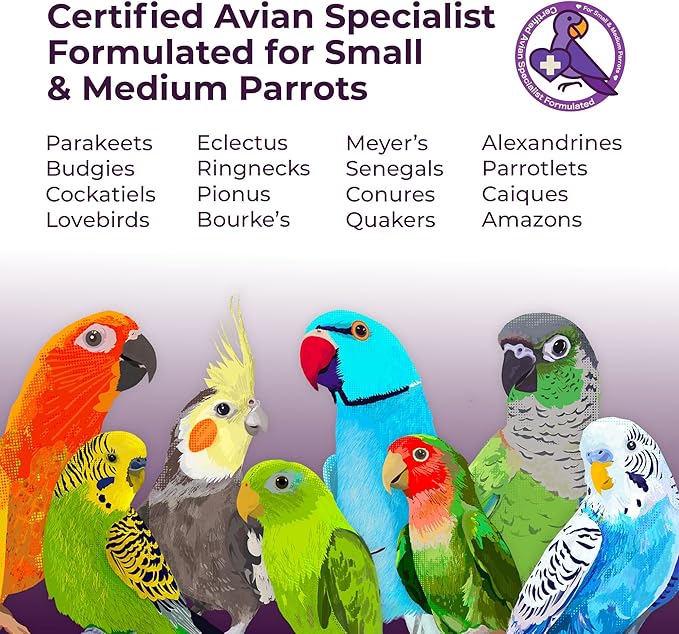 Native Nutrition Organic Parrot Food, USDA Certified, Non-GMO, for Small and Medium Parrots, 2 lbs