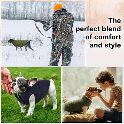 Syhood 2 Pieces Dog Jacket 2 Layers Fleece Lined Dog Jacket Warm Soft Windproof Small Pet Coat for Winter Cold Weather(L,Navy,Green)