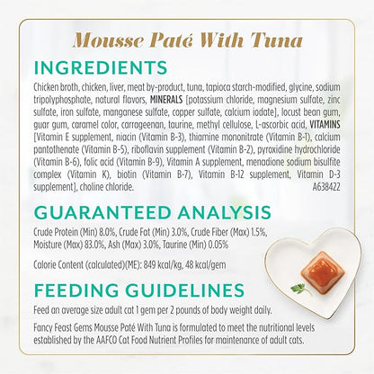 Fancy Feast Gems Pate Cat Food Mousse Salmon or Tuna and a Halo of Savory Gravy Wet Cat Food Variety Pack - 8 ct. Boxes (Pack of 2)