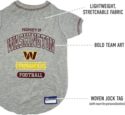 NFL Washington Commanders Dog T-Shirt Large. - Licensed Shirt for Pets Team Colored with Team Logos- Premium Stretchable Materials for the Comfort of Your Dog & Cat