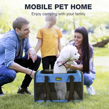 Dog Carriers for Small Dogs, Large Cat & Bunny, Foldable Soft-Sided Pet Travel Bag, up to 25lbs (20"x13"x13"), Breathable and Anti-Scratch Mesh, Perfect for Road Trips, Portable, Blue