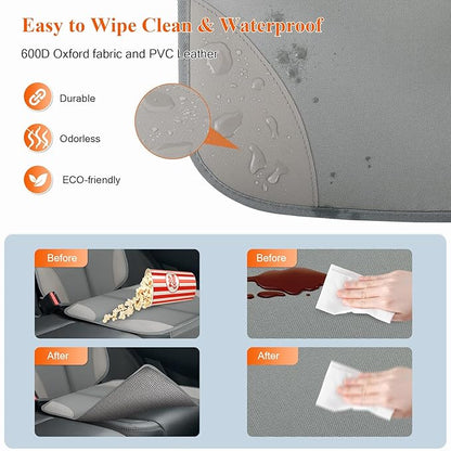 Car Seat Protector, Waterproof 600D Fabric Seat Cushion for Child Car Seat with Thickest Pad, Storage Pockets, Back Car Seat Cover for Kids, 2 Pack