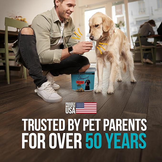 Stewart 100% Beef Liver Dog Treats, 21 oz Tub, ~475 Pieces, Freeze Dried Raw, 50% Protein, Single Ingredient Training Treats or Meal Topper, Grain Free, Gluten Free