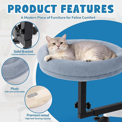 BALAPET Cat Office Chair 360°Rotating & Adjustable Shelf, Cat Bed Beside the Chair with Soft Mat, Indoor Cat Nest Furniture for Office & Game Supports Up to 22lbs.