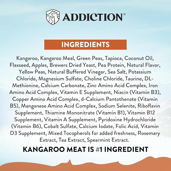 Addiction Wild Kangaroo & Apples Dry Dog Food - Limited Ingredient, Novel Protein for Dogs with Allergies, Grain-Free - Support Muscle Development & Manage Weight - Made in New Zealand 4lb - 4 Packs