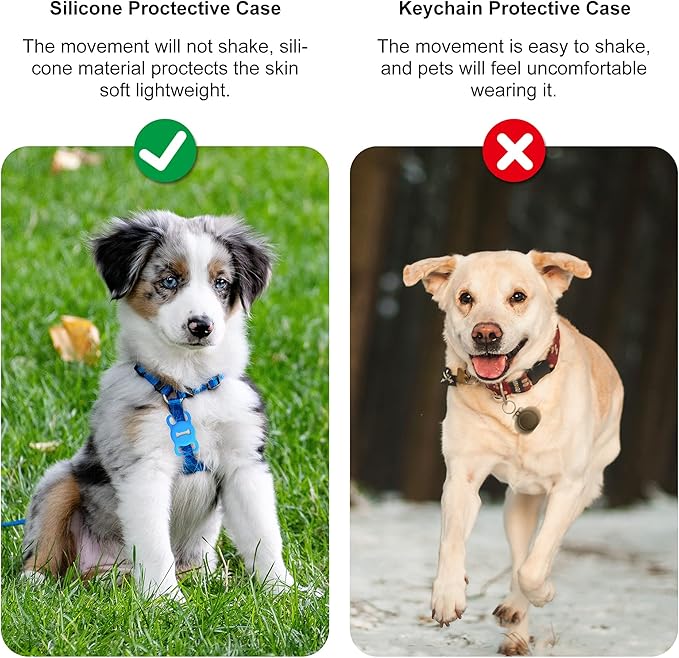 for Airtag Dog Collar Holder, Air Tag Protective Cat Airtag Dog Collar,Silicone AirTags GPS Tracking Accessories,Air Tags with Bone Pattern (1 Pack(Blue))