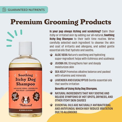 Natural Dog Company Itchy Dog Shampoo 12 oz – Hypoallergenic & Fragrance Free – Aloe Vera, Jojoba & Sea Kelp – Sulfate & Paraben Free – Soothes Dry, Itchy, Irritated Skin – Safe for All Breeds