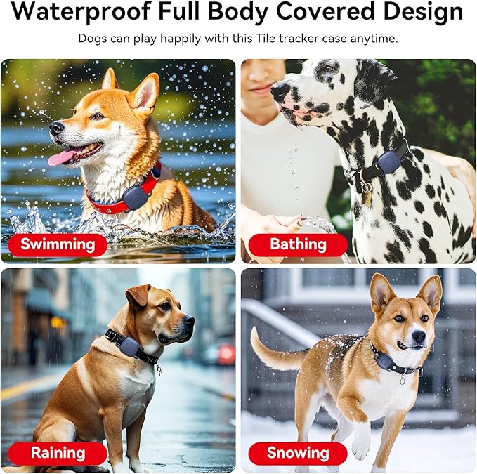 Waterproof Dog Collar Holder for Life360 Tile Mate Tracker, 2-Pack Durable Silicone Cover, Anti Lost for Life 360 Tile Tracker Case for Cat & pet Collars, Easy Installation, Lightweight, Navy Blue
