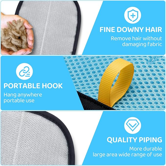 Pet Hair Removal Glove for Dogs & Cats - Upgraded Reusable Electrostatic Pet Hair Glove, Gentle Grooming Mitt, Pet Hair Remover Tool for Laundry, Couch, Carpet & Car Seat,2 Pack (Blue)