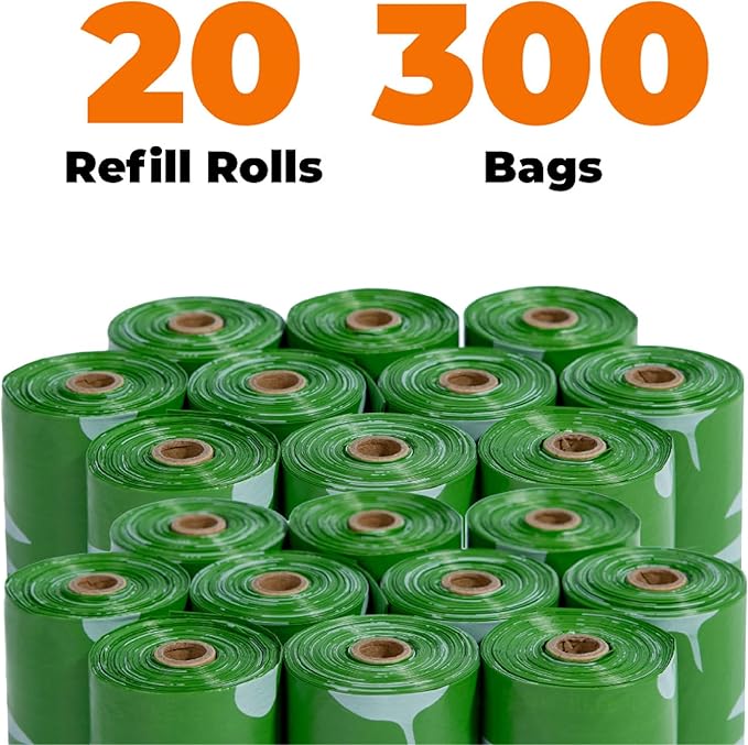 Best Pet Supplies Dog Poop Bags for Waste Refuse Cleanup, Doggy Roll Replacements for Outdoor Puppy Walking and Travel, Leak Proof and Tear Resistant, Thick Plastic - Green (Scented), 300 Bags