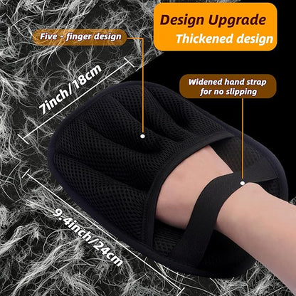 Upgraded Pet Hair Remover Glove, Reusable Five-Finger Snug Elastic Wrist Electrostatic Glove Magic Brush Dogs & Cats Hair Removal Tool for Furniture, Couch, Car Seats, Clothing, Carpet